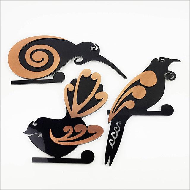 2-Tone Koru Fantail Bird Wall Art - Image 2