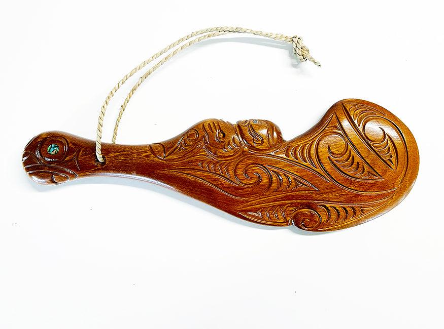 38cm Carved Maori Wahaika Club (Stand Optional)