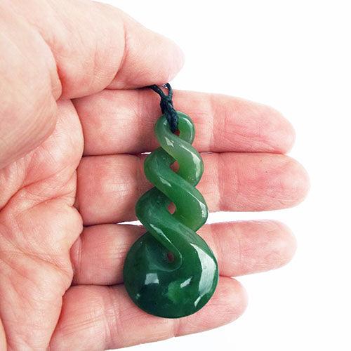 75mm Genuine NZ Greenstone Triple Twist Necklace - Image 3