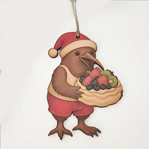 Absolutely Iconic Santa Kiwi with Pavlova Christmas Ornament