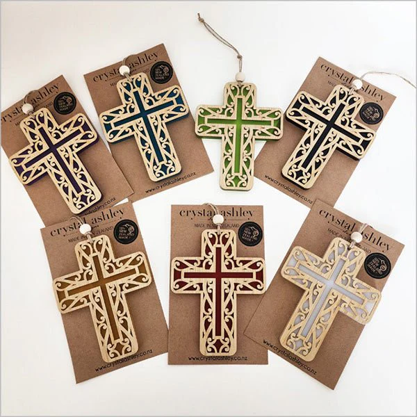 Beautiful Christian Cross with Koru Hanging Ornament - Image 2