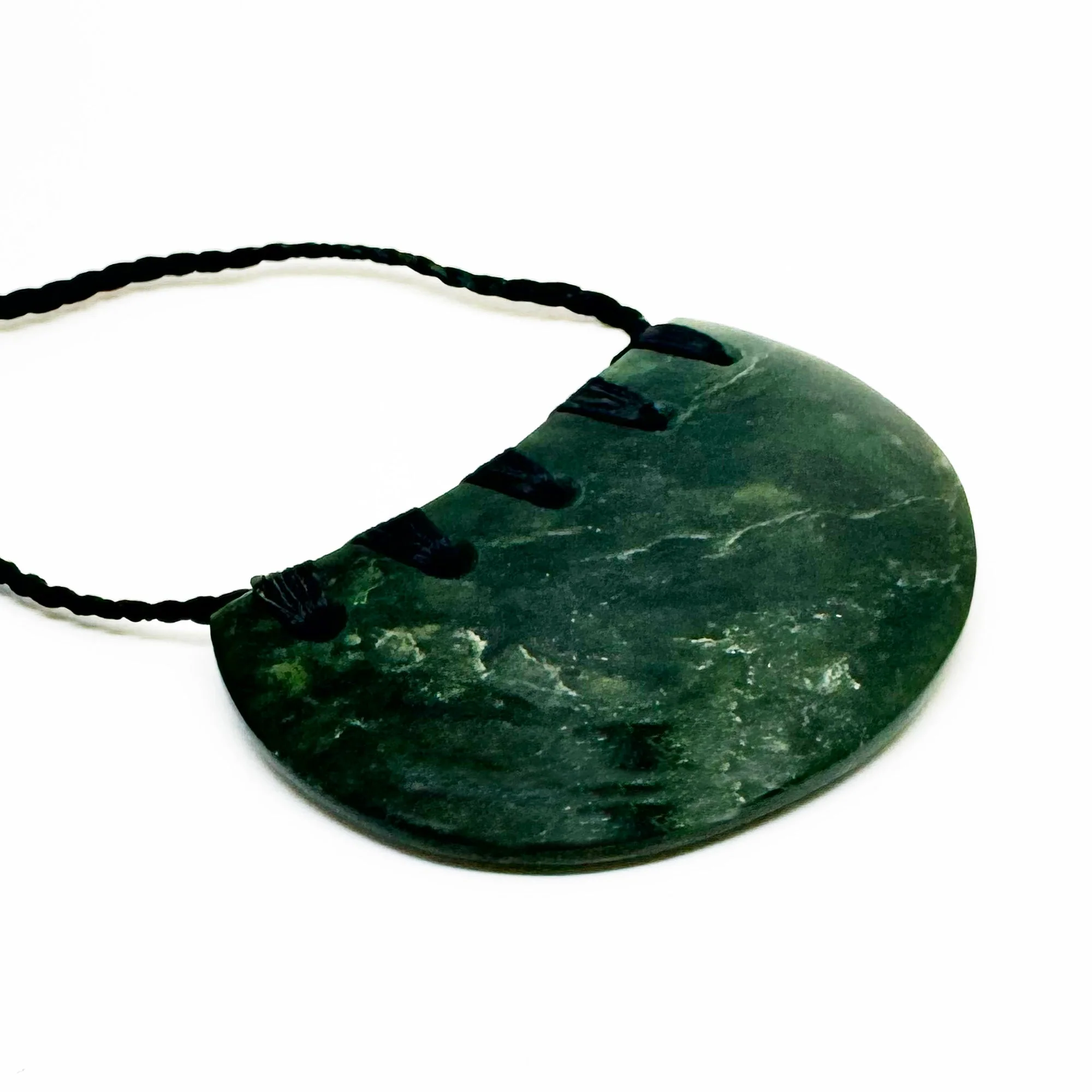 Beautiful Genuine NZ Greenstone Breastplate Māori Kōuma Necklace - Image 3