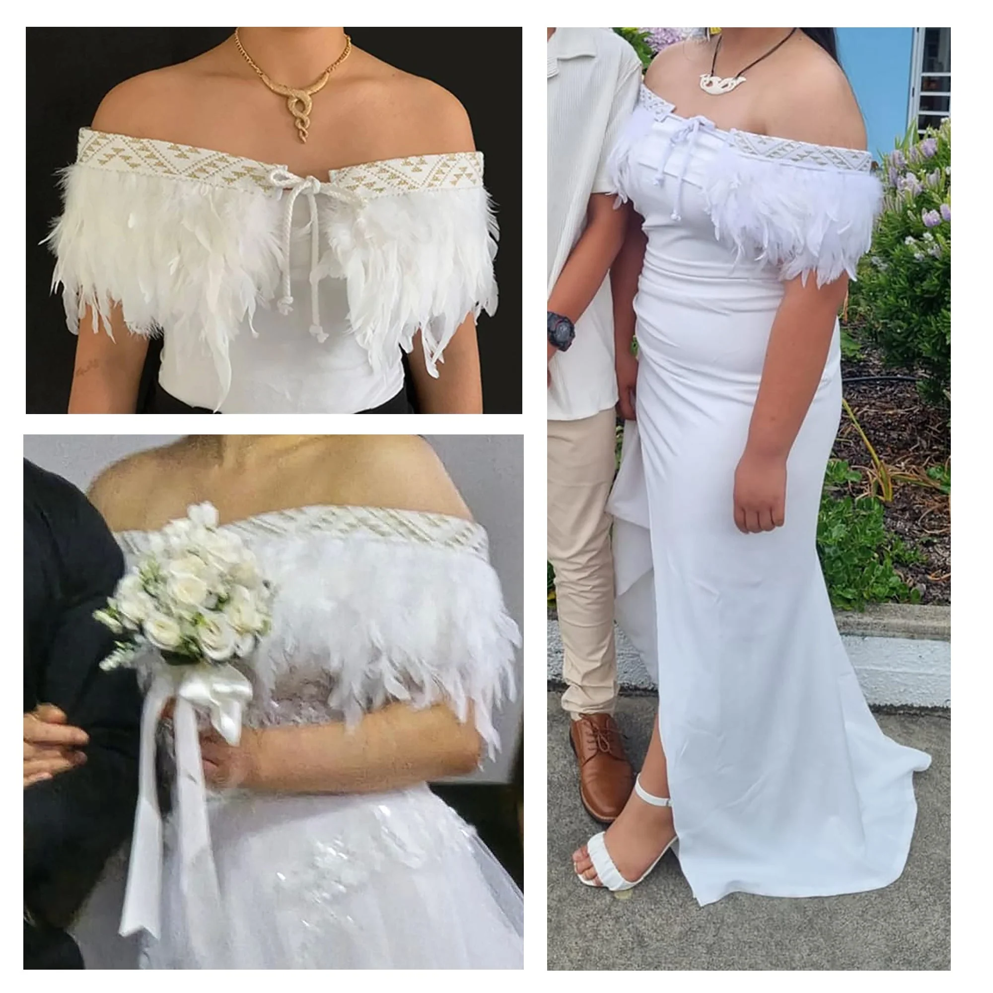 Beautiful Māori White Wedding Korowai Cape - Image 2