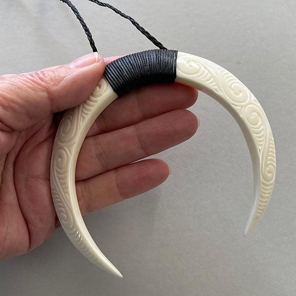 Carved Koru Pig Tusk Necklace - Image 4