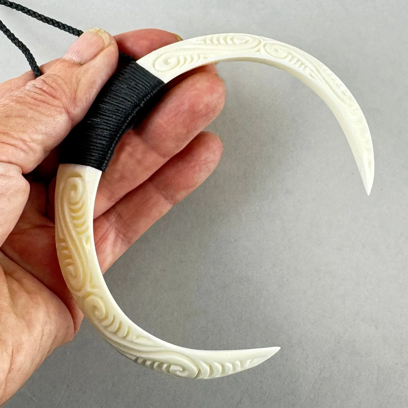 Carved Koru Pig Tusk Necklace - Image 5