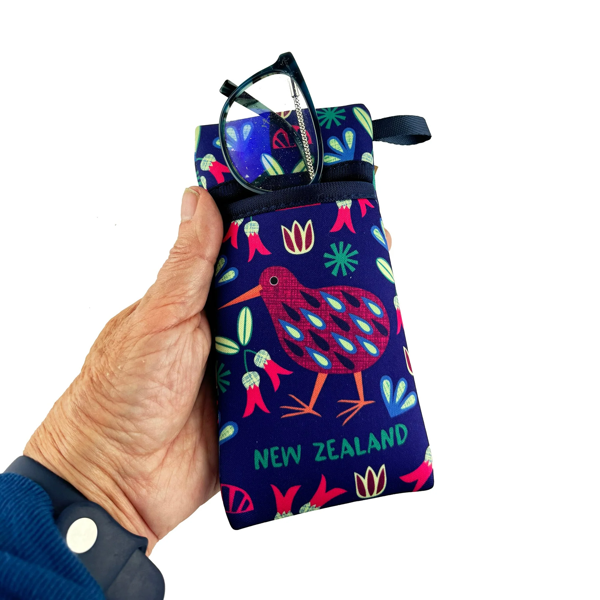 Colourful Neoprene NZ Kiwi Bird Glasses Case - Image 2