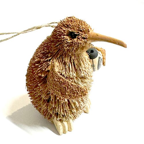 Cute Brush Kiwi Bird Xmas Ornament with Rugby Ball - Image 2