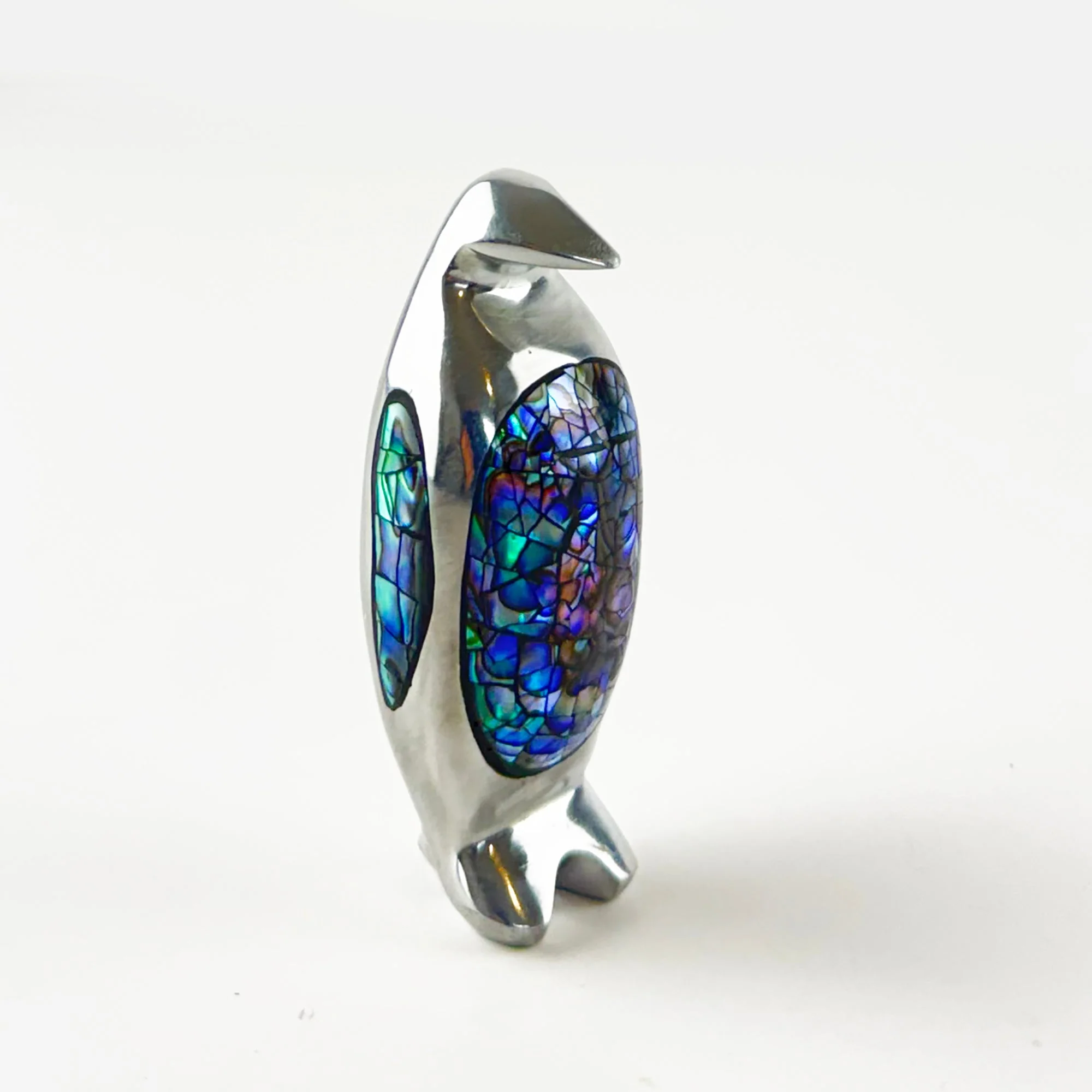 Cute Chrome and Paua Penguin Ornament