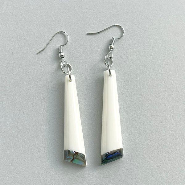 Elegant Bone and Paua Shell Drop Earrings