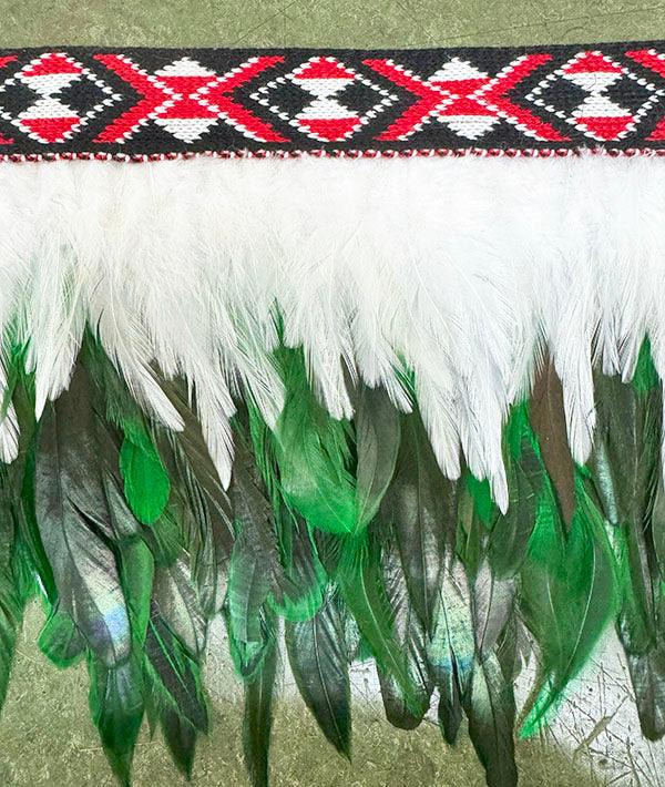 Emerald Green Māori Short Korowai Kahu Huruhuru - Image 4