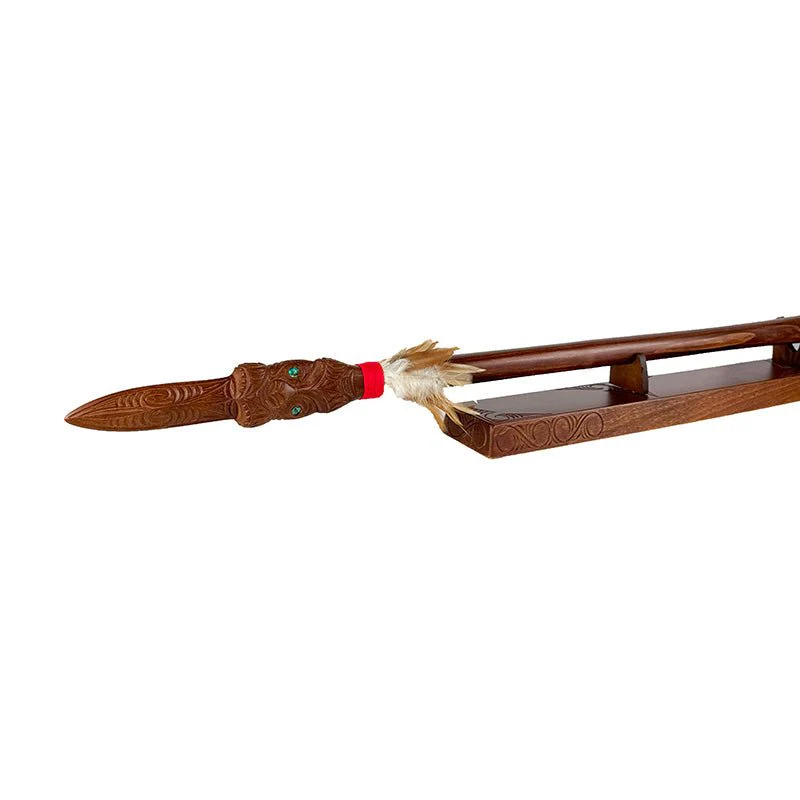 Full Size Maori Carved Taiaha on Stand - Image 2