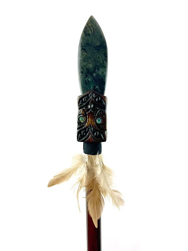 Full Size Maori Taiaha with Greenstone Tongue - Image 2