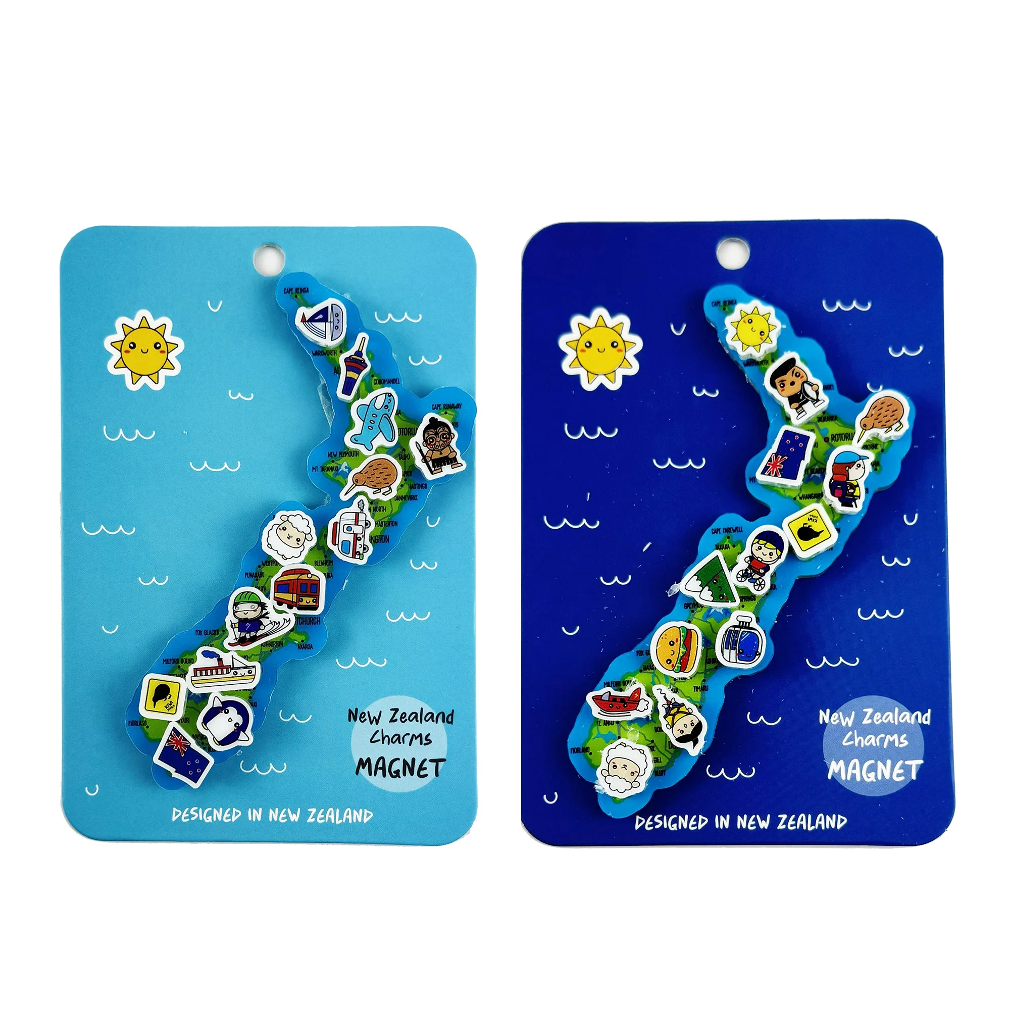 Fun NZ Map Charms Magnets - 2 To Choose From