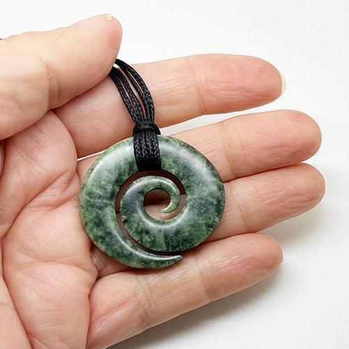 Genuine NZ Greenstone Open Koru Necklace – Maori Pounamu Pendant - Image 2