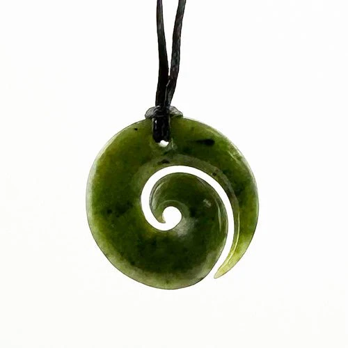 Genuine NZ Greenstone Open Koru Necklace - Māori Symbol of Peace