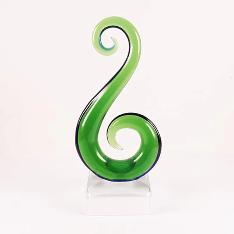 Green Glass Maori Koru Hook Ornament or Trophy