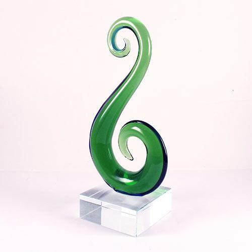 Green Glass Maori Koru Hook Ornament or Trophy - Image 2