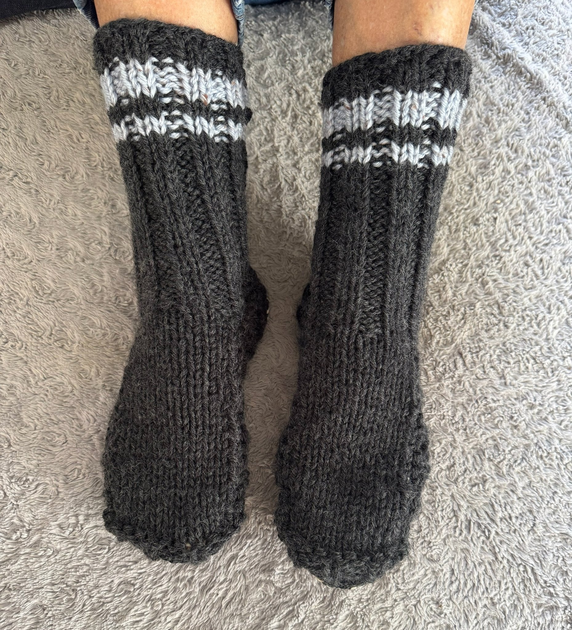 Grey NZ Slipper Socks with Sheepskin Sole - Warm and Comfy - Image 3