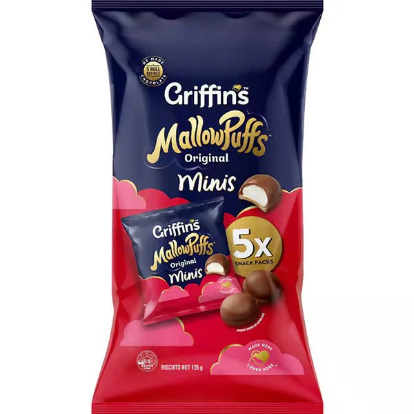 Griffins Mallowpuffs Minis - 5 x Snack Packs