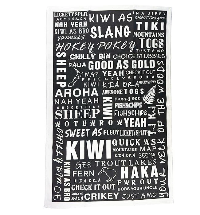 Kiwi Slang and Sayings Souvenir Tea Towel