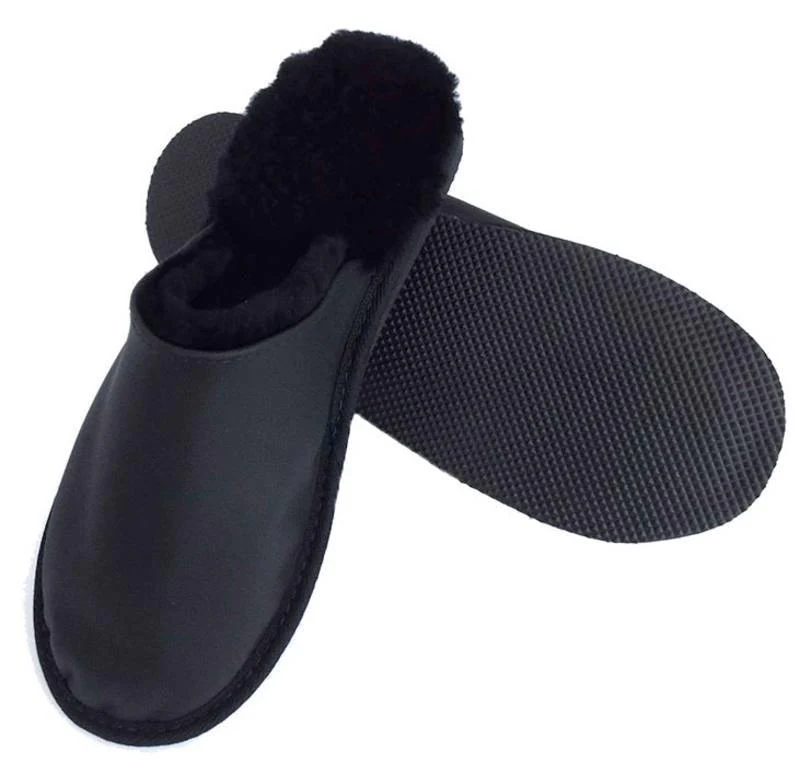 New Zealand Leather Slipper Scuffs with Sheepskin Lining