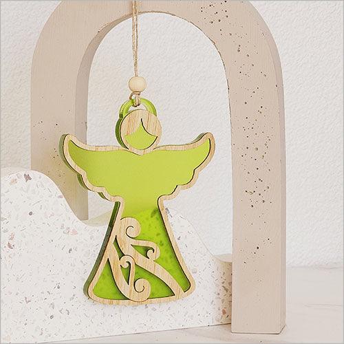 Lime Green Christmas Koru Angel Decoration NZ