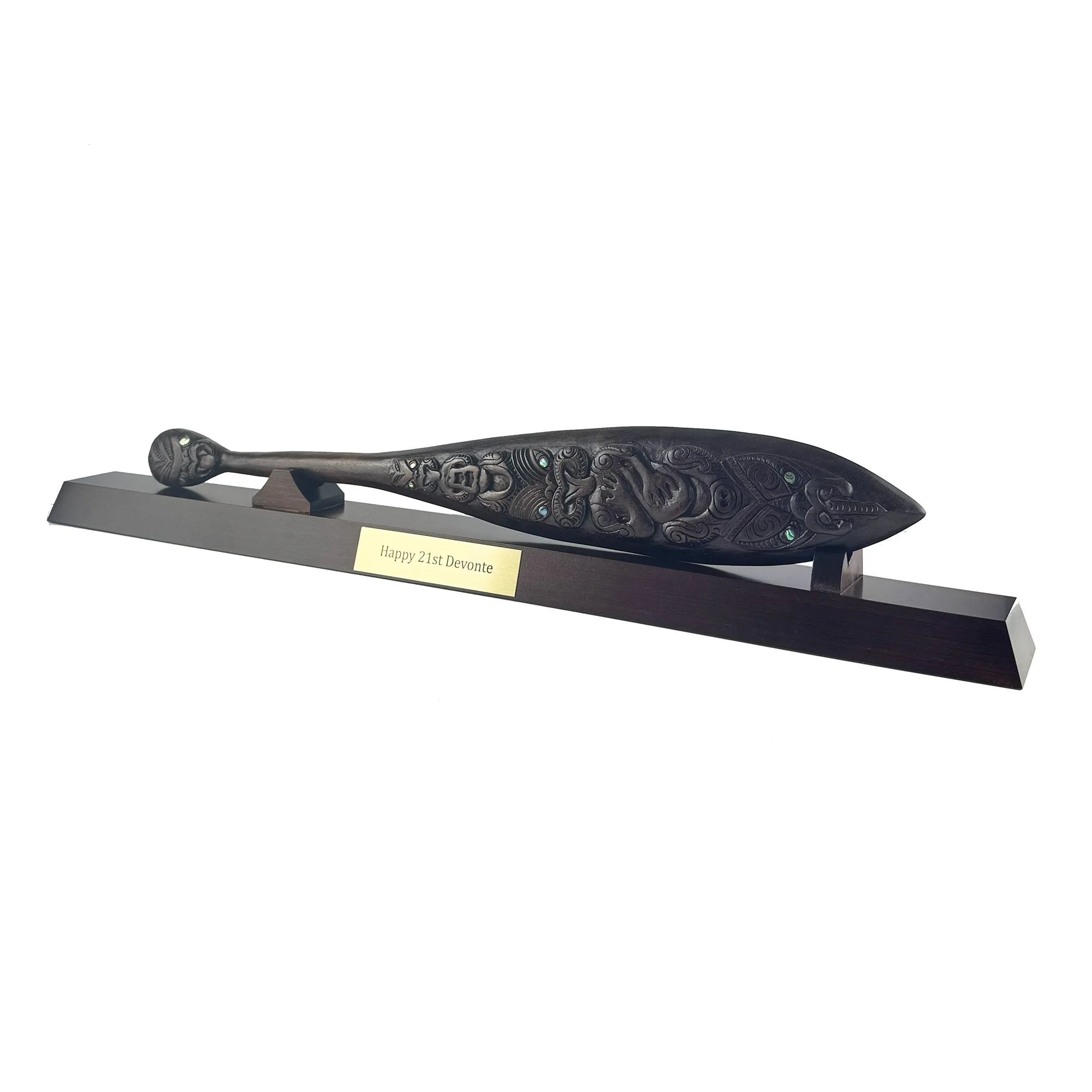 Mahogany Maori Waka Hoe Paddle with Optional Stand - Image 7