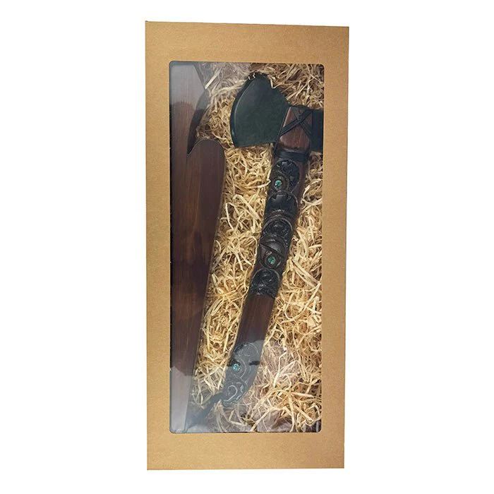 Māori Axe Toki Kaka Poto with Greenstone Head - Image 19