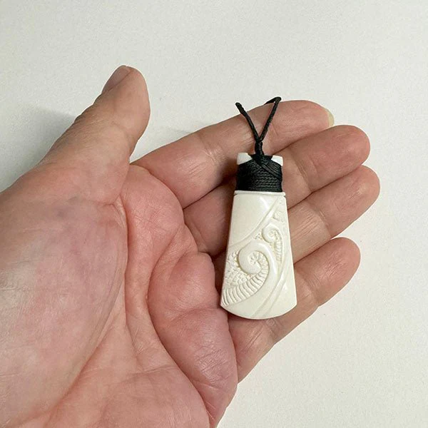 Maori Bone Toki Necklace with Koru - Image 2