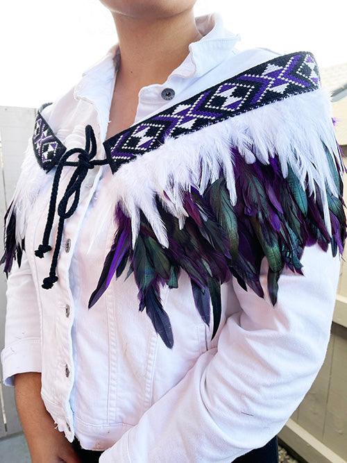 Lovely Māori Purple and White Short Korowai