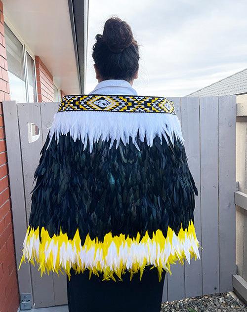 Maori Taranaki Gold and Black Korowai Cape