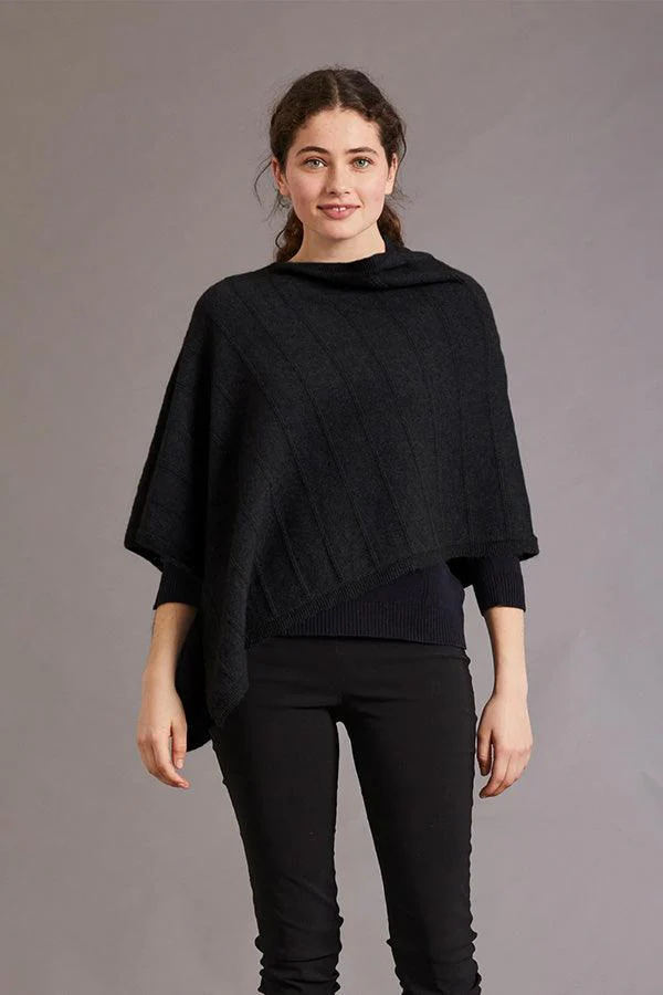 Merino Possum Silk Asymmetric Poncho - Image 2