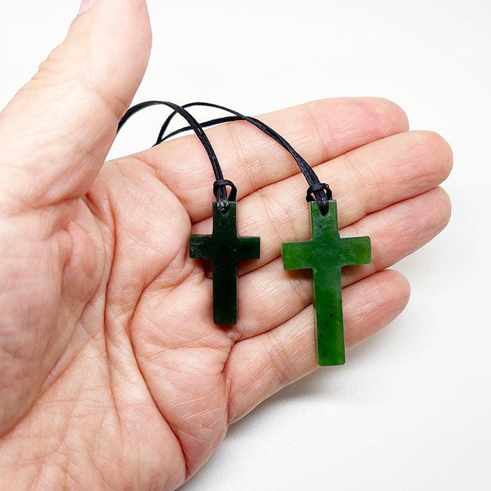 NZ Greenstone Pounamu Cross Necklace - Image 2