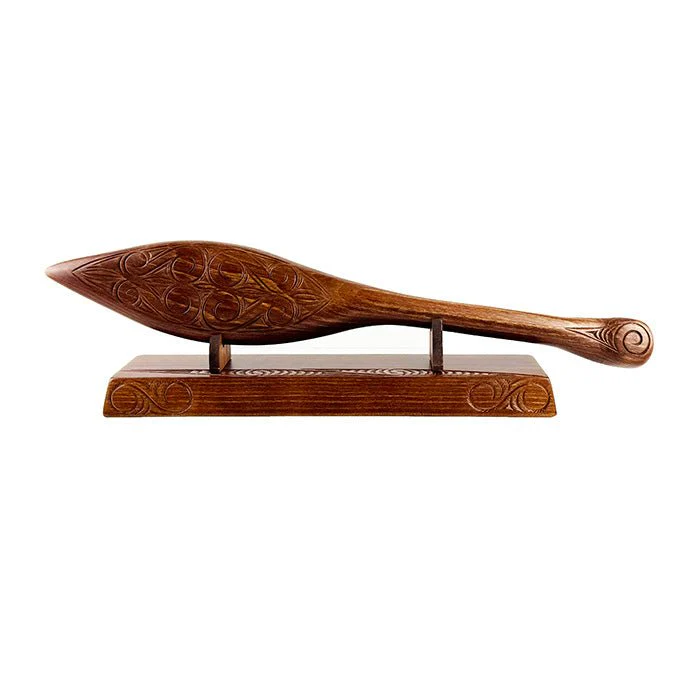 NZ Made Maori Waka Hoe Paddle on Stand