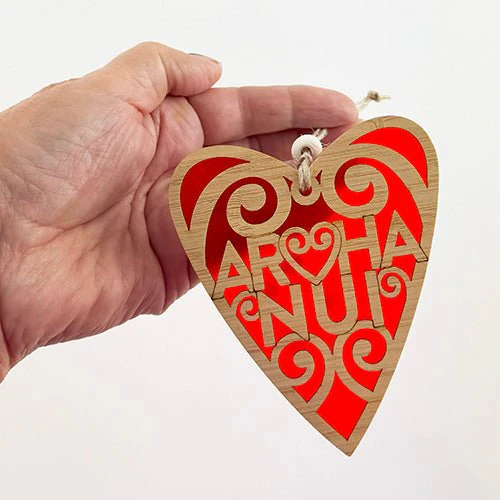 NZ Maori Arohanui Koru Heart Christmas Ornament