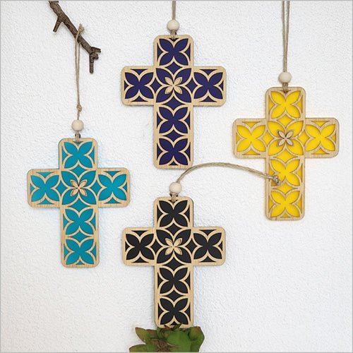NZ Pacifica Cross with Ancient Tapa Design - Made in New Zealand