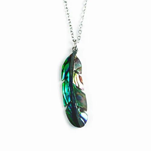 NZ Paua Shell Feather Necklace