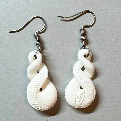 NZ Bone Maori Double Twist Earrings