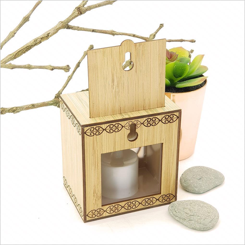 NZ Fantail on Manuka Branch LED Tealight Box - Image 3