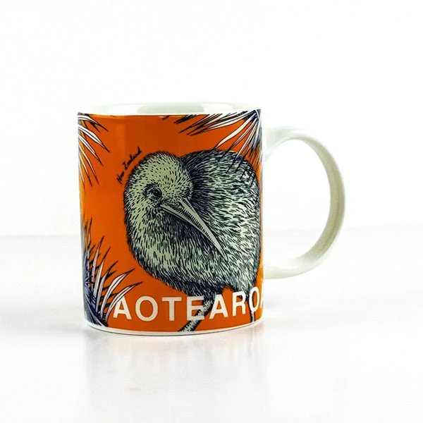 Orange and Navy Aotearoa NZ Kiwi Bird Mug