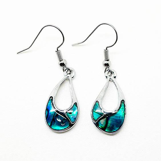Pretty Offset Teardrop Paua Earrings