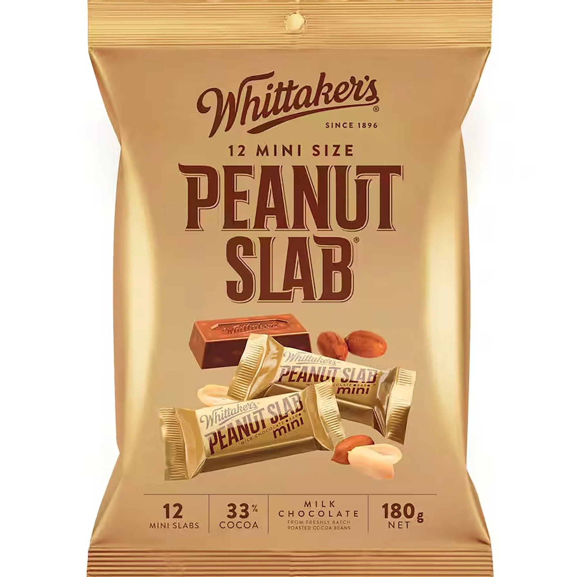 Shareable Pack of 12 Mini Whittakers Peanut Slab Chocolate