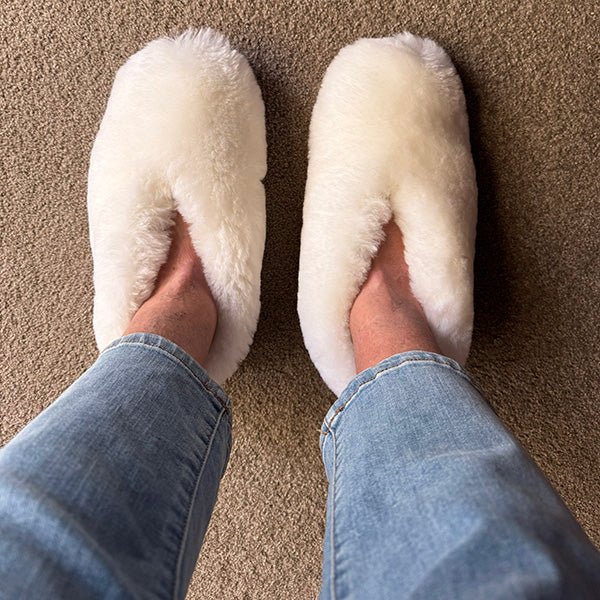 Sheepskin Wool Out Slippers with Suede Soles - the Warmest Possible - Image 5