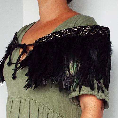 Short Black Māori Korowai With Gold Trim - Image 3