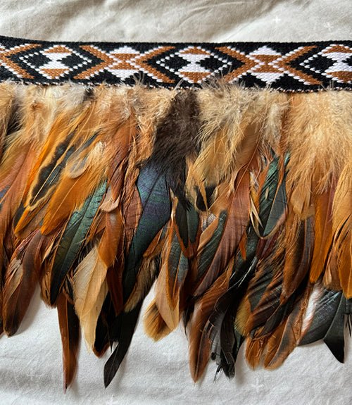 Tan Brown and Jade Short Ceremonial Māori Korowai Cloak - Image 5